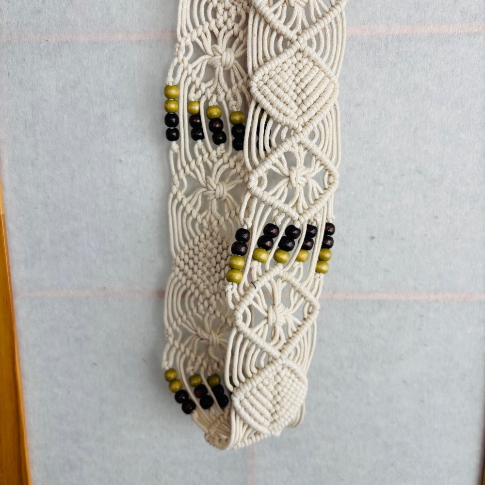 Boho Macrame Hippie Belt‎ Crochet Beaded Western Country Vintage 70s 80s - Picture 8 of 8
